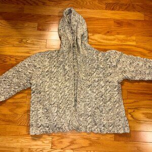 Cableknit hooded cardigan, XL, grandmacore cozy, handmade